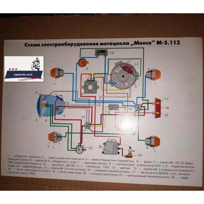 Схема электрооборудования для мотоциклов Минск М-3.111 М-3.112